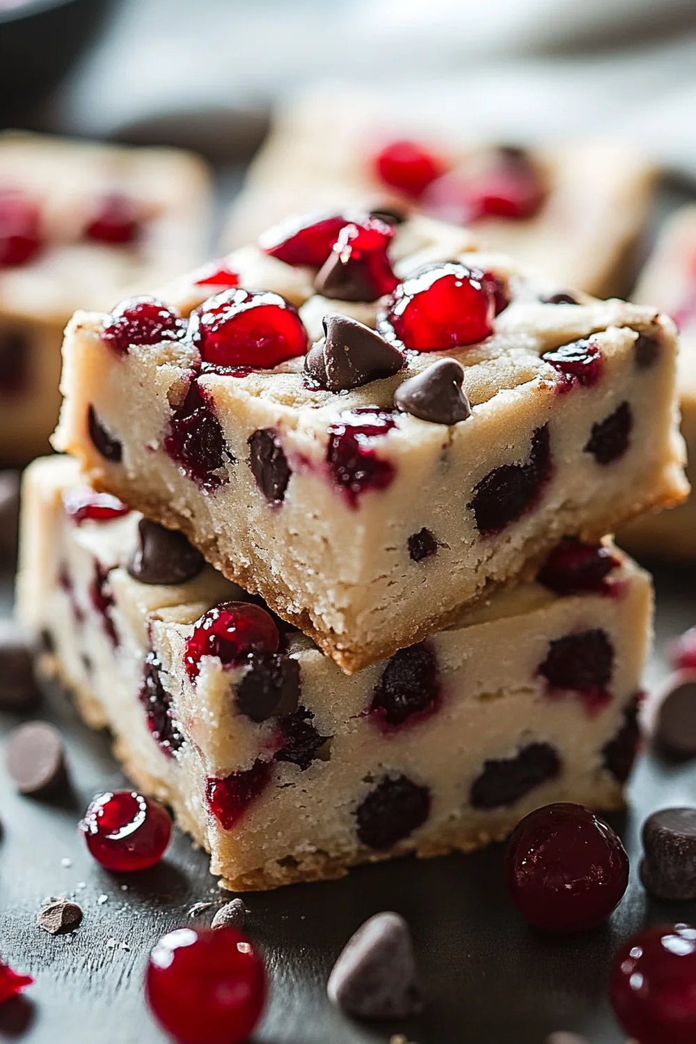 Delicious Chocolate Chip Maraschino Cherry Shortbread Bars Recipe