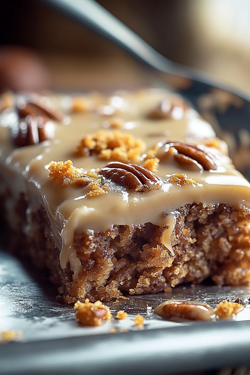 Sweet Potato Honeybun Cake with Pecans & Grated Sweet Potato Icing