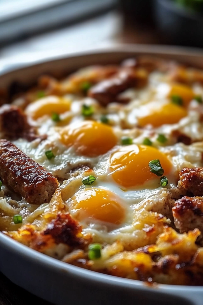 Sausage, Egg and Cream Cheese Hashbrown Casserole