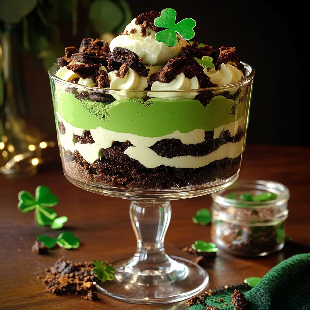 St. Patrick’s Day Brownie Trifle