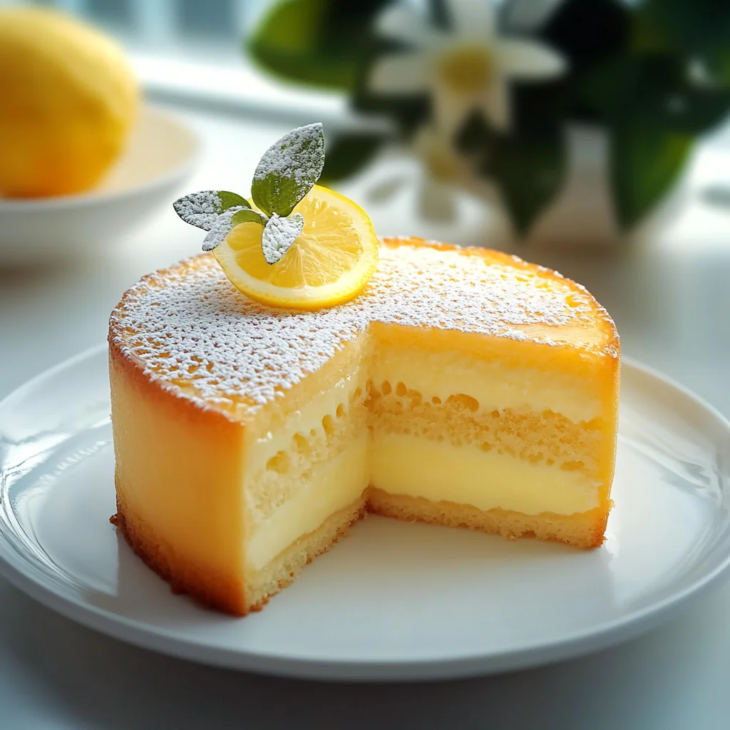 Fresh Lemon Custard Cake Slice