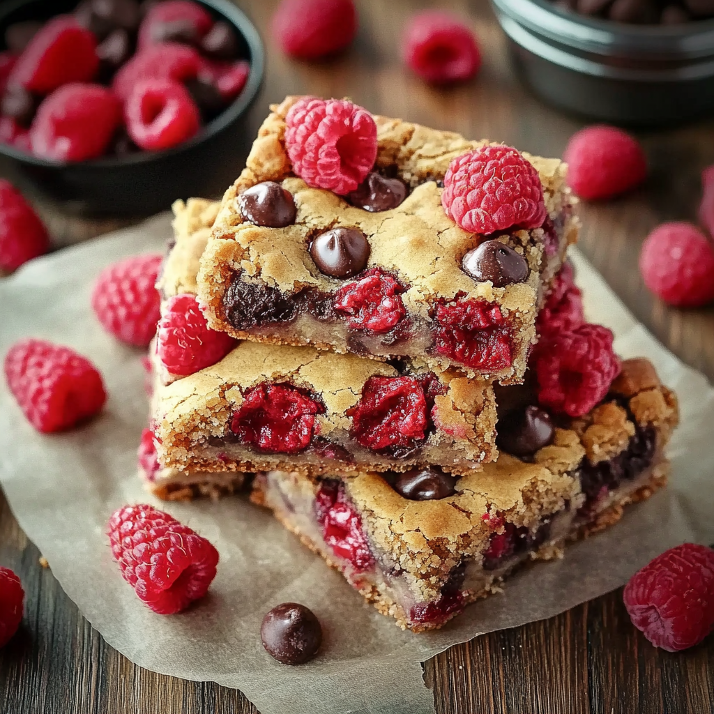 Raspberry and Chocolate Chip Cookie Bars