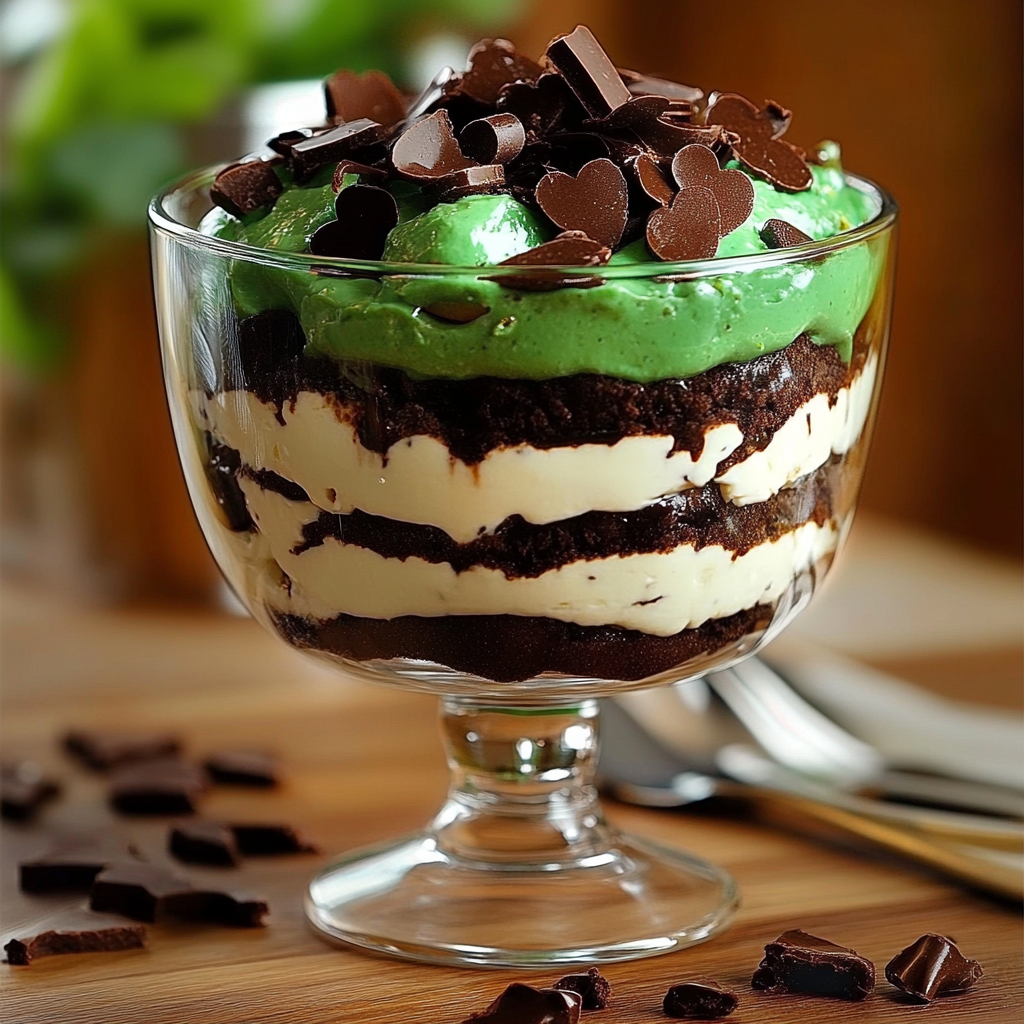 St. Patrick’s Day Brownie Trifle