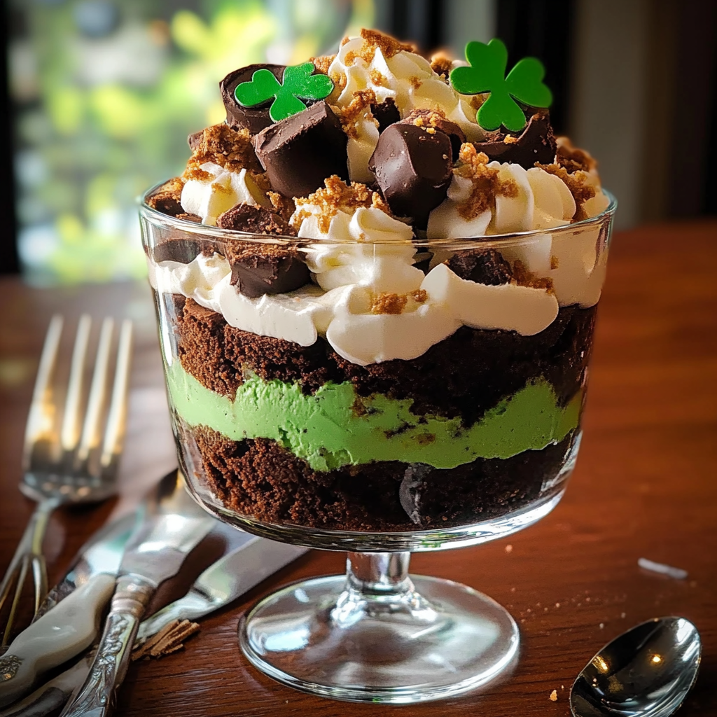 St. Patrick’s Day Brownie Trifle