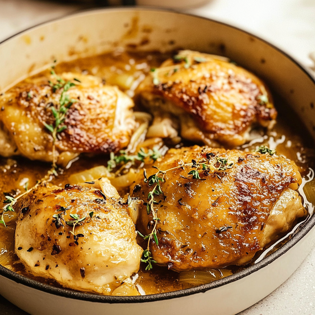 Apple Cider Braised Chicken Thighs
