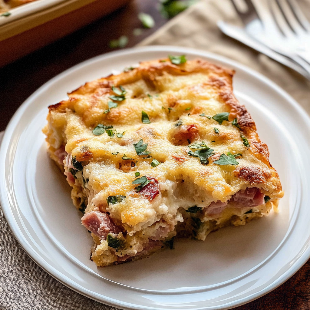 Overnight Ham & Swiss Cheese Strata