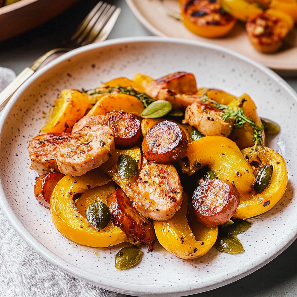 Sheet Pan Delicata Squash with Chicken Sausage