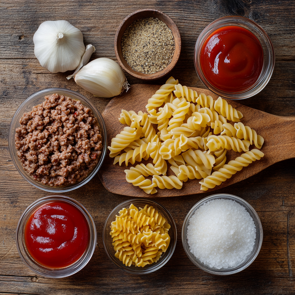 Sloppy Joe Pasta ingredients