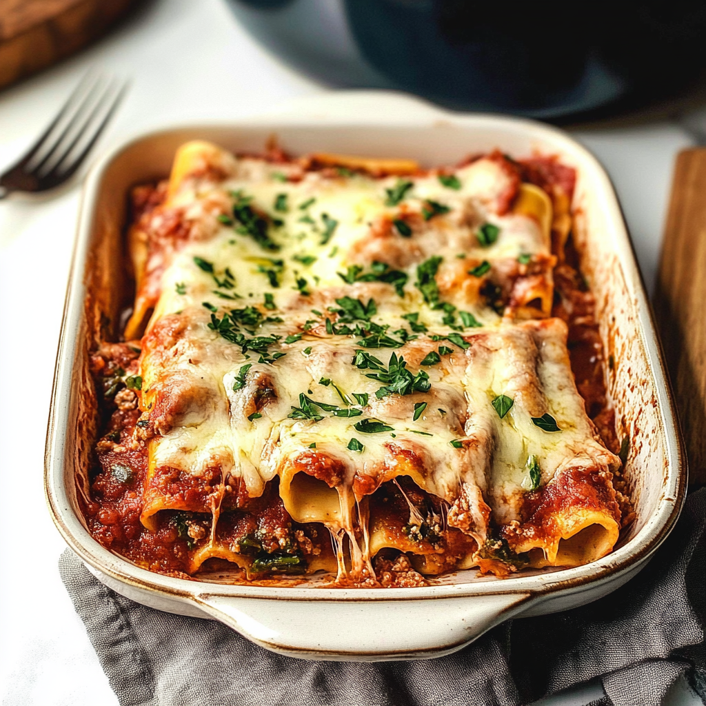 Beef and Cheese Manicotti