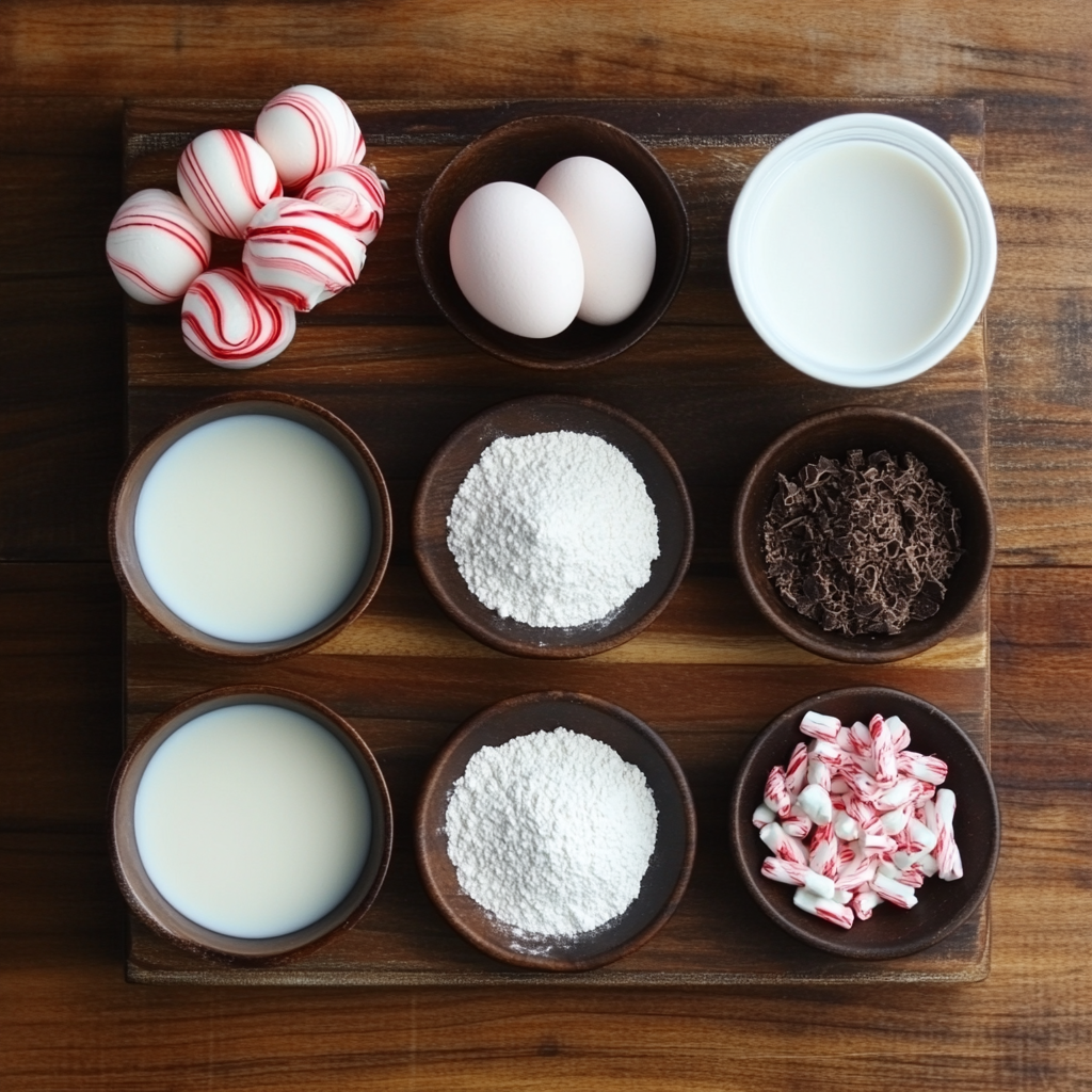 Candy Cane Cake Roll with Chocolate Peppermint Whipped Cream ingredients