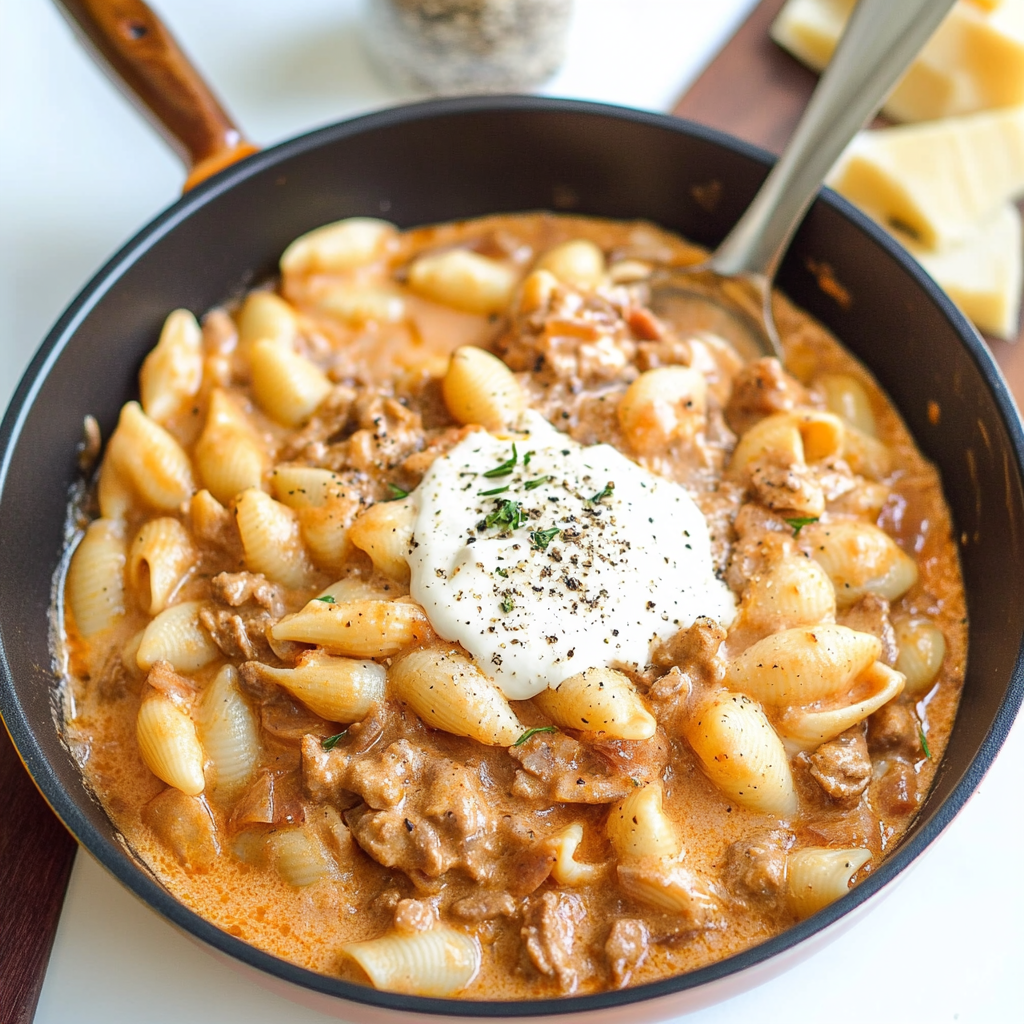 Creamy Beef and Shells