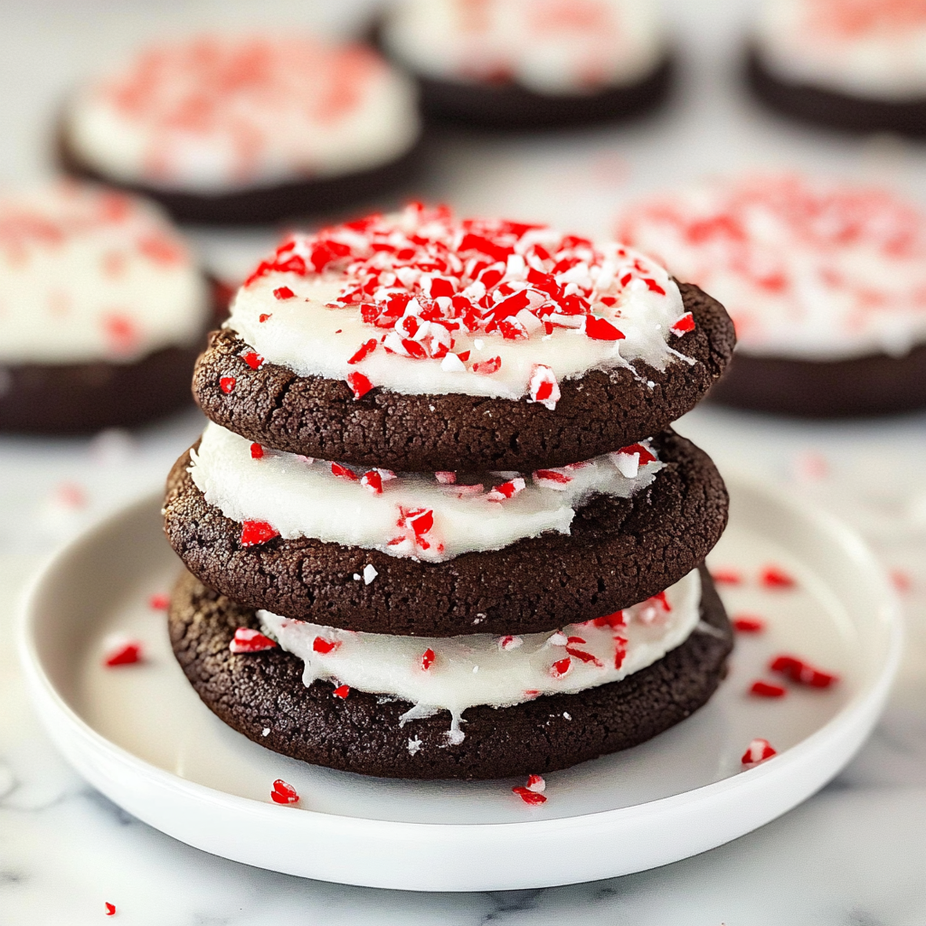 Frosted Peppermint Chocolate Cookies