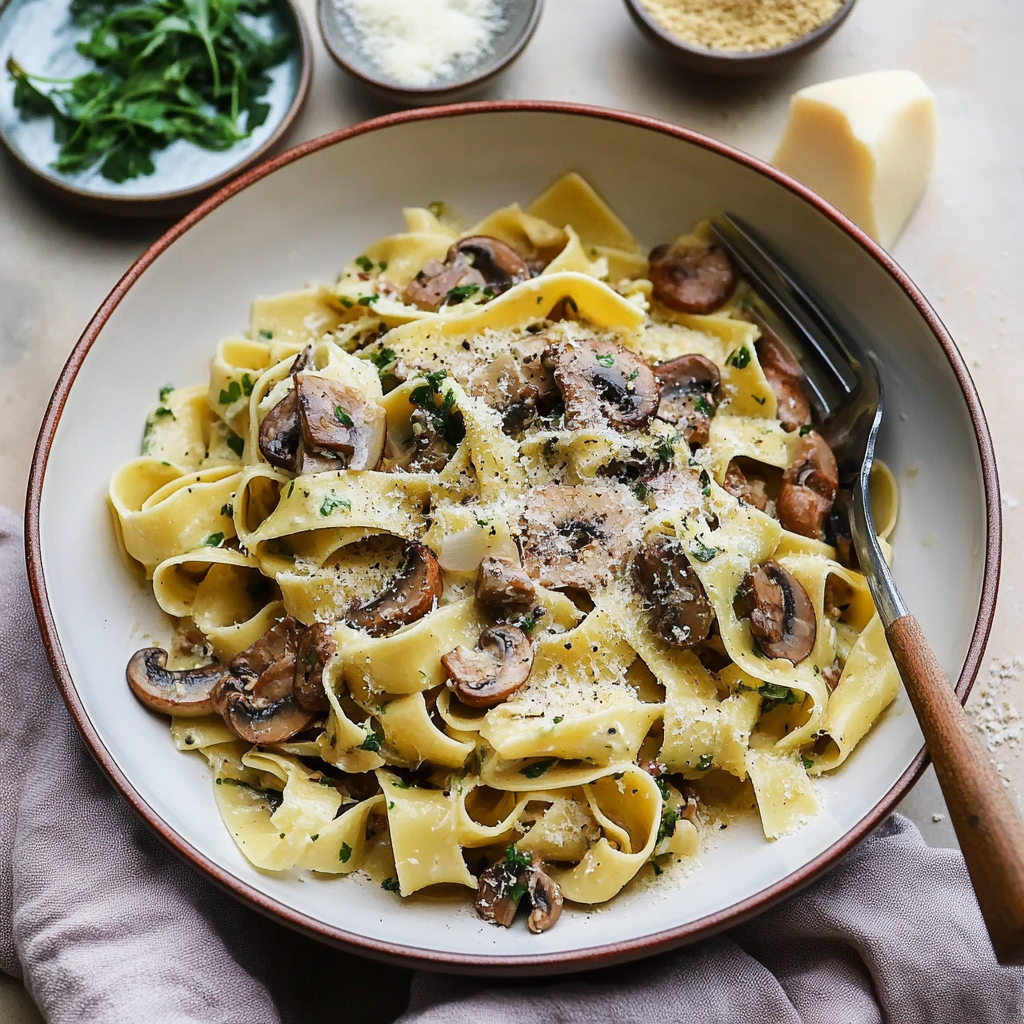 Miso Pappardelle Mushroom Pasta
