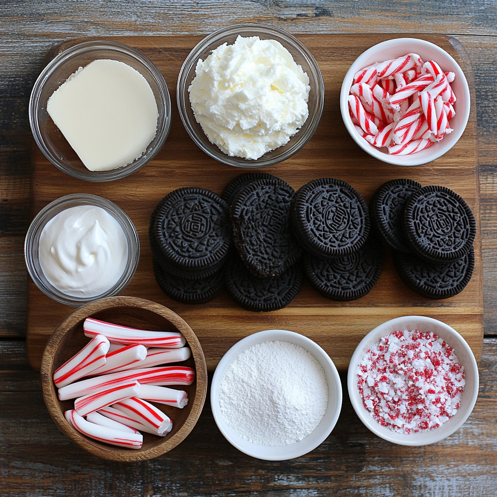 No Bake Christmas Peppermint Pie ingredients