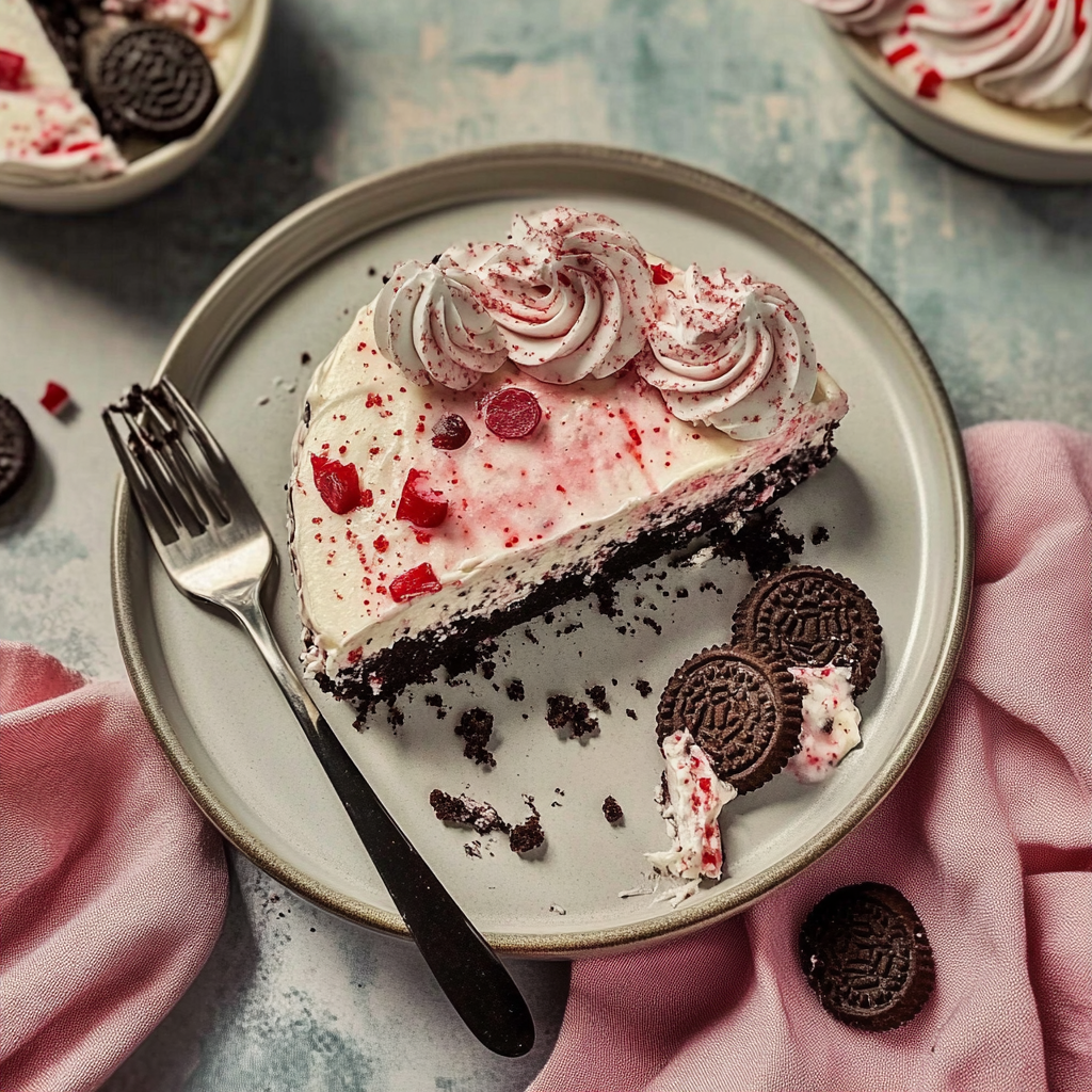 No Bake Peppermint Oreo Cheesecake