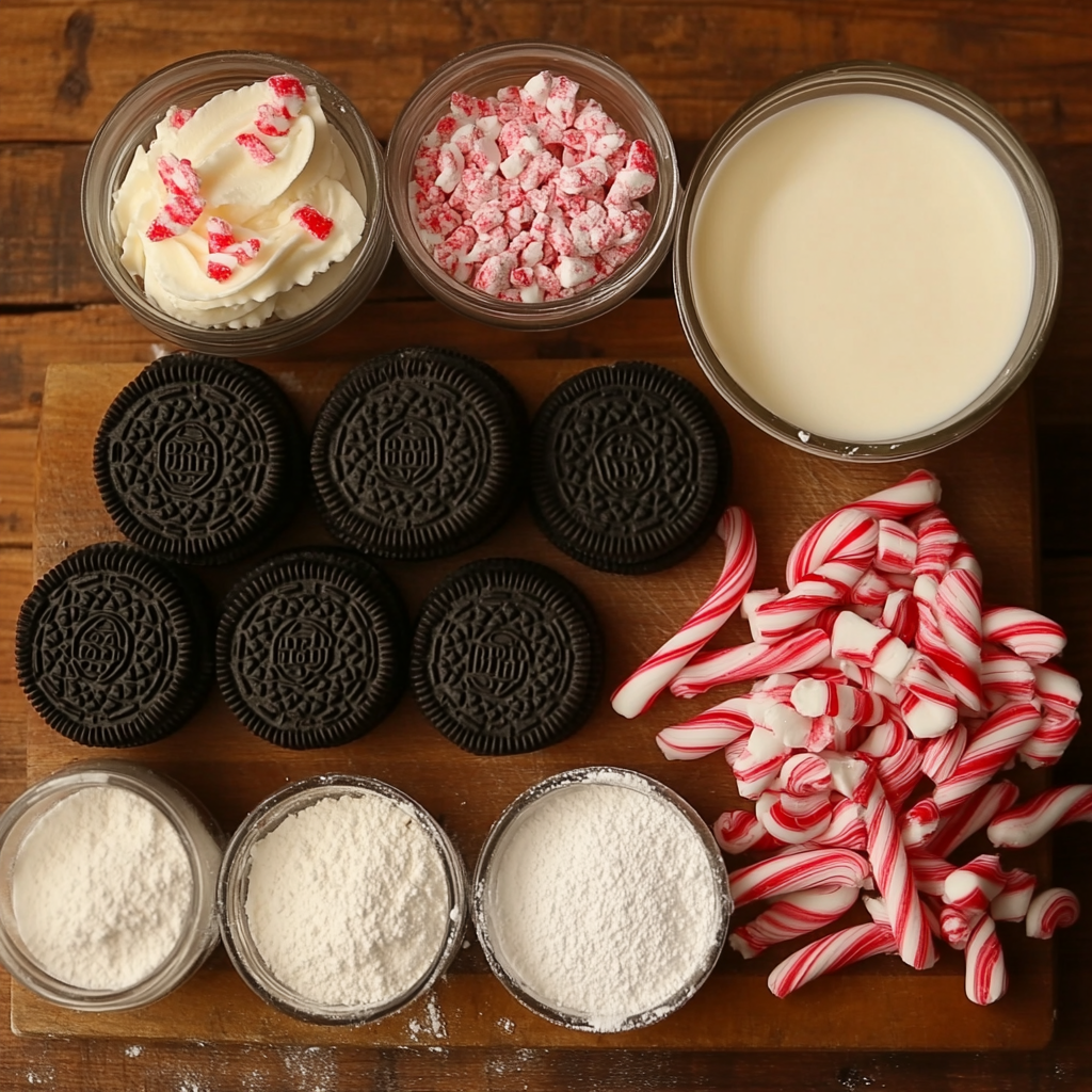 No Bake Peppermint Oreo Cheesecake ingredients