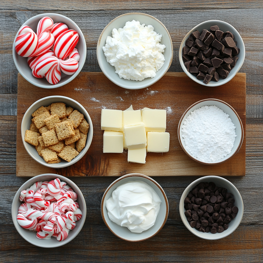 Peppermint Bark Cheesecake ingredients