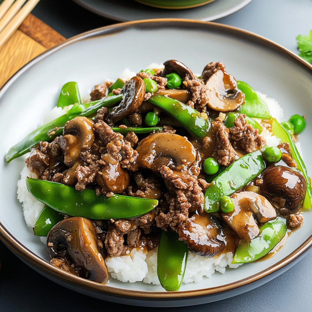 Asian Beef with Snow Peas and Mushrooms