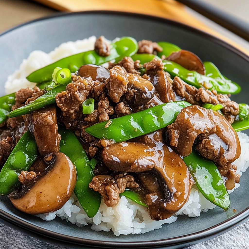 Asian Beef with Snow Peas and Mushrooms