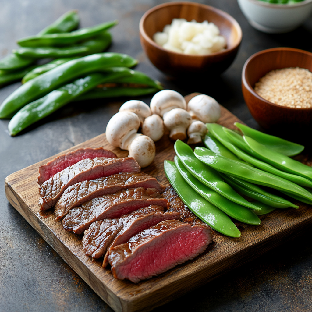 Asian Beef with Snow Peas and Mushrooms ingredients