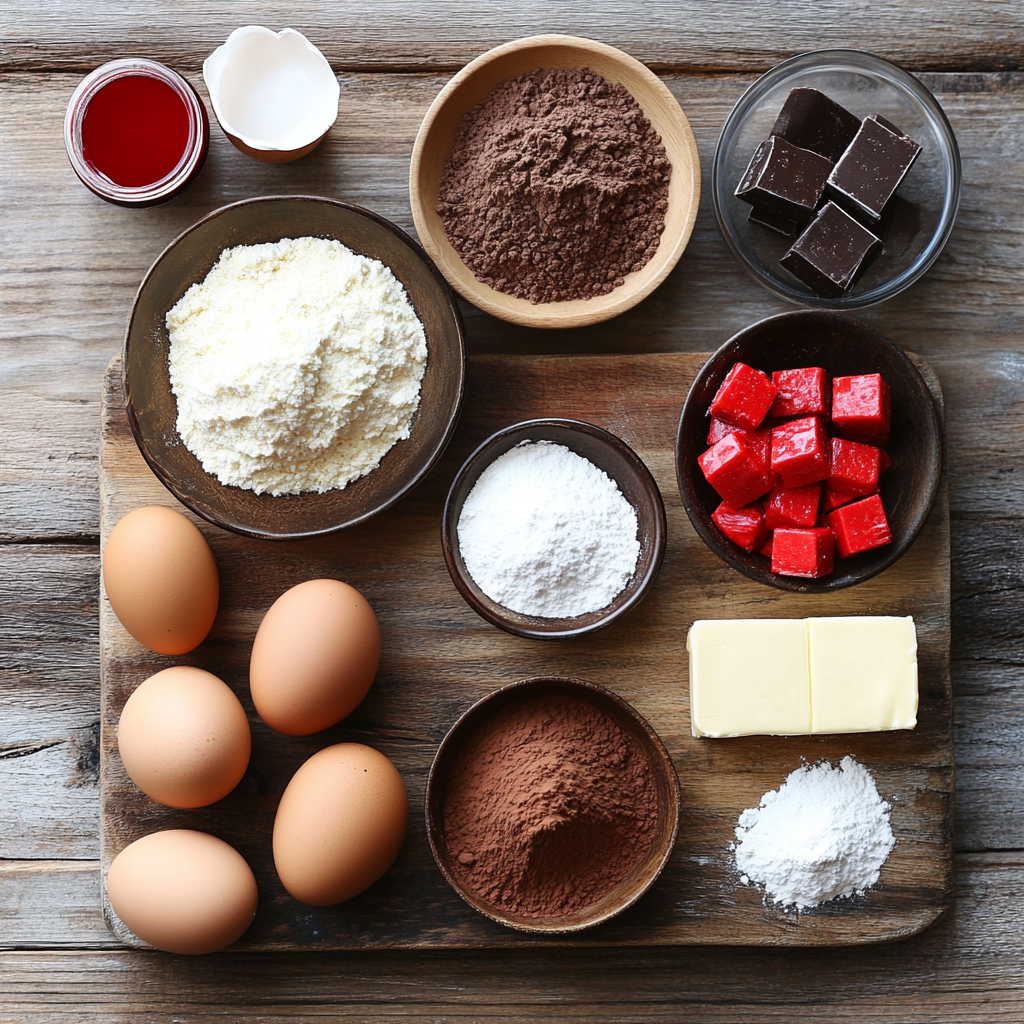 Cream Cheese Stuffed Red Velvet Cookies ingredients