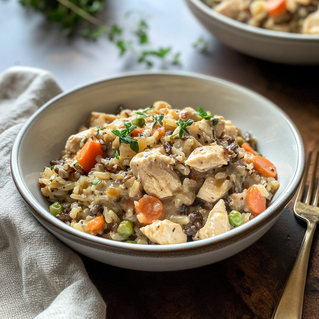 Crockpot Creamy Chicken and Wild Rice Casserole