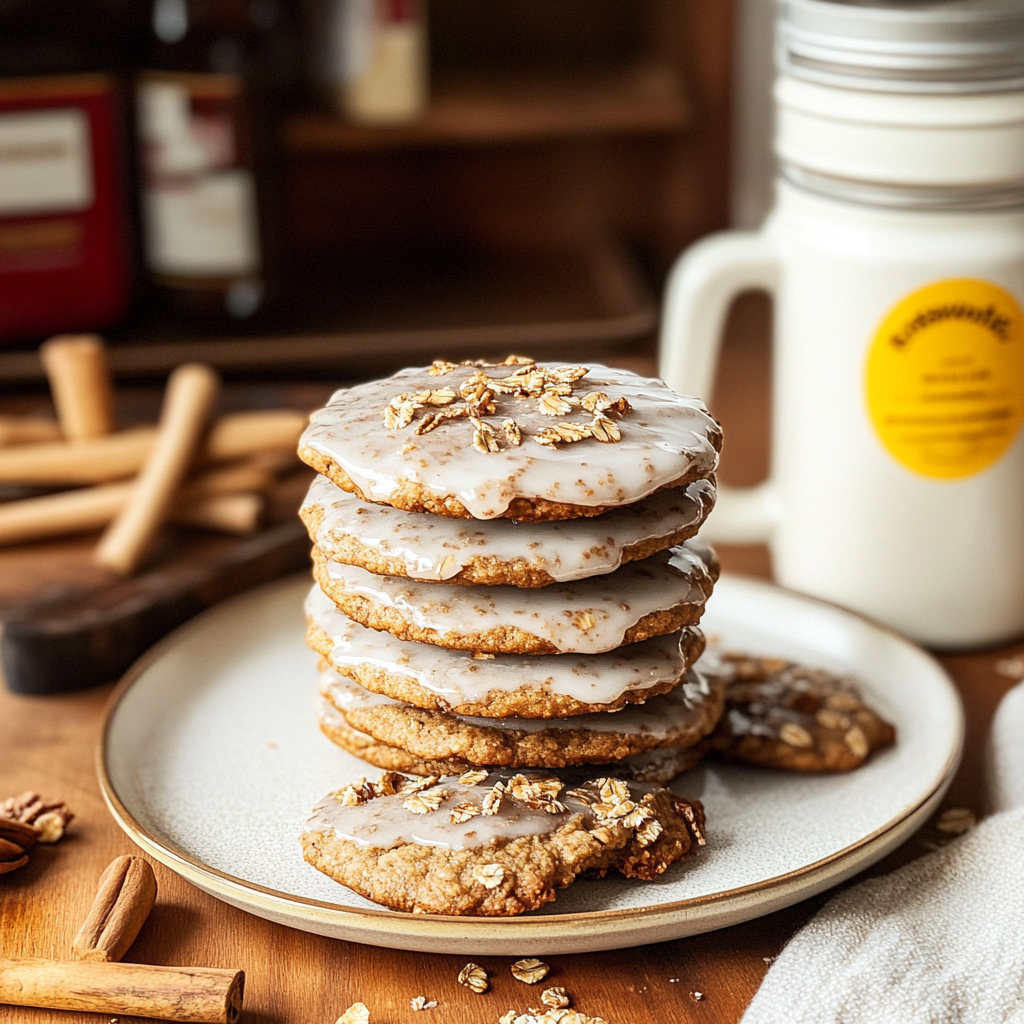 Iced Gingerbread Oatmeal Cookies