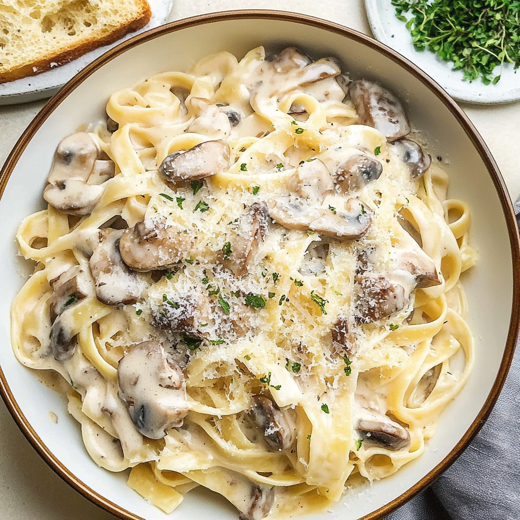 Mushroom Cream Sauce Pasta
