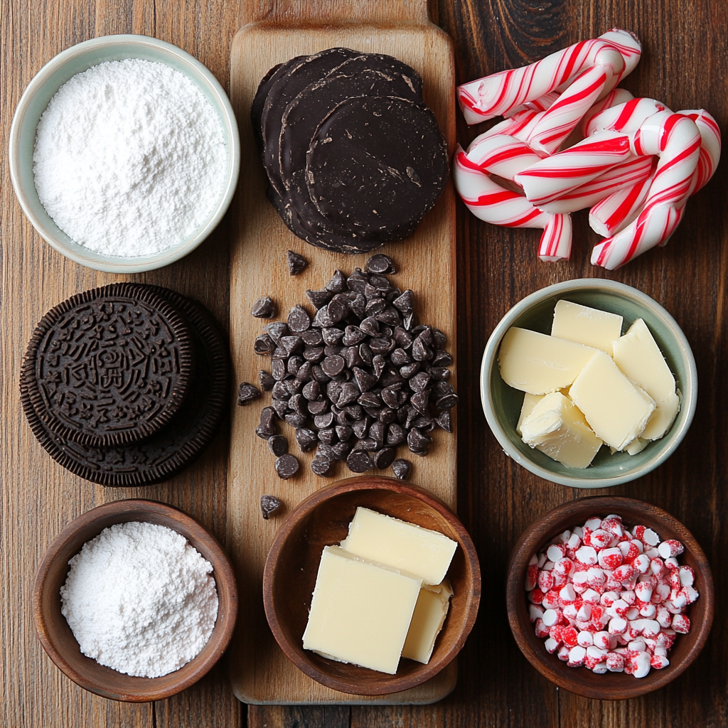 No-Bake Chocolate Peppermint Squares ingredients