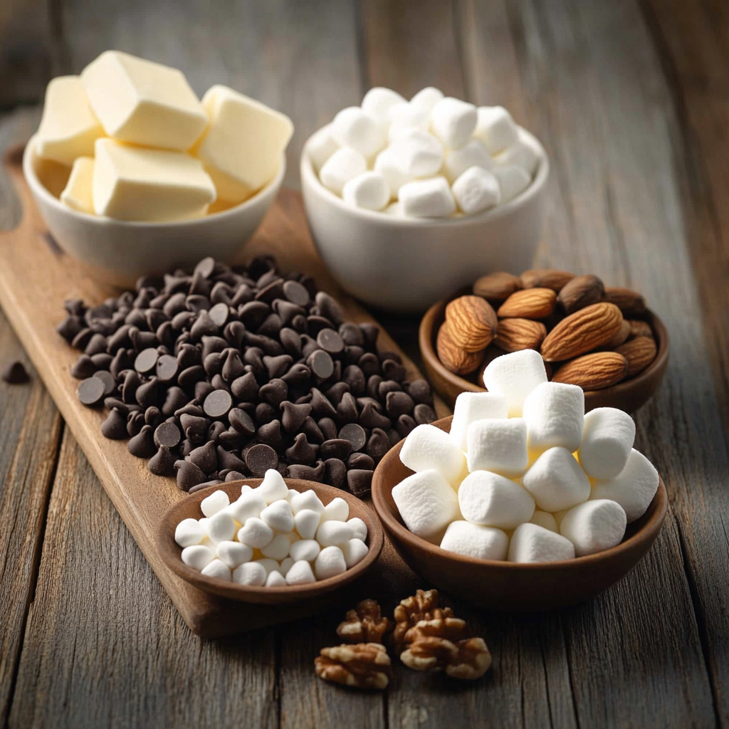 Rocky Road Fudge ingredients
