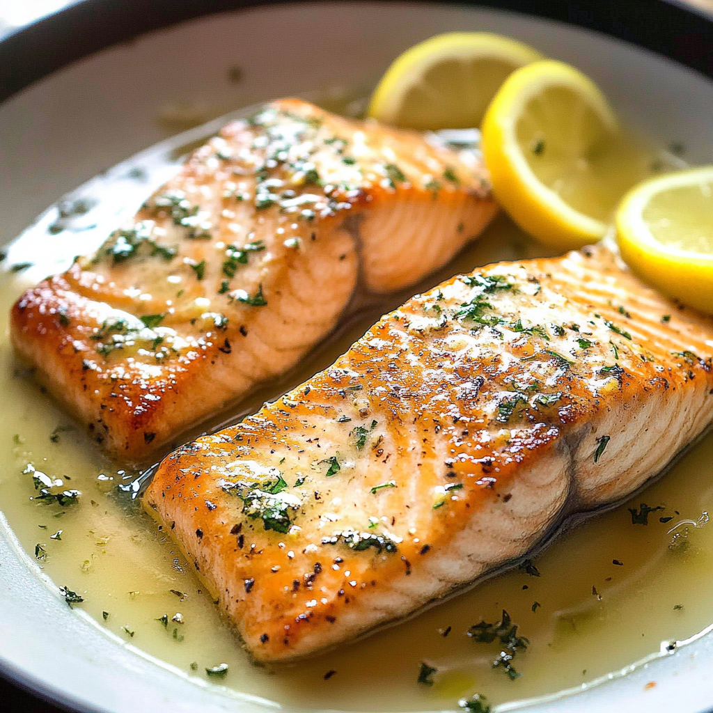 Salmon with Lemon Garlic Sauce
