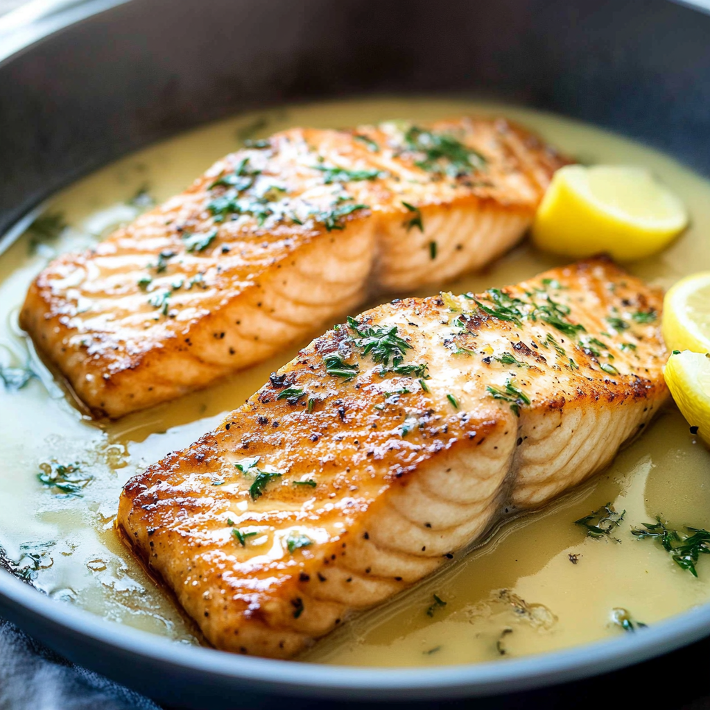 Salmon with Lemon Garlic Sauce