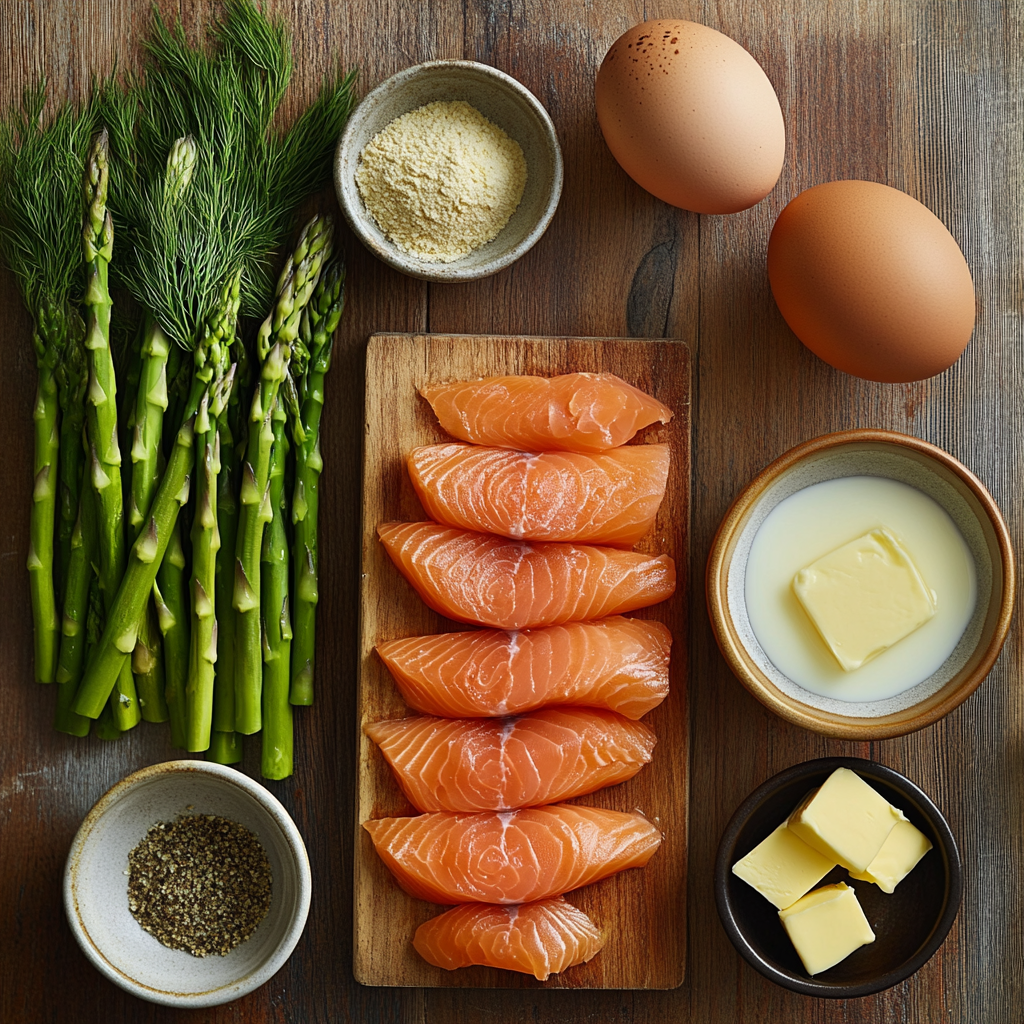 Savory Dutch Baby with Smoked Salmon & Asparagus ingredients
