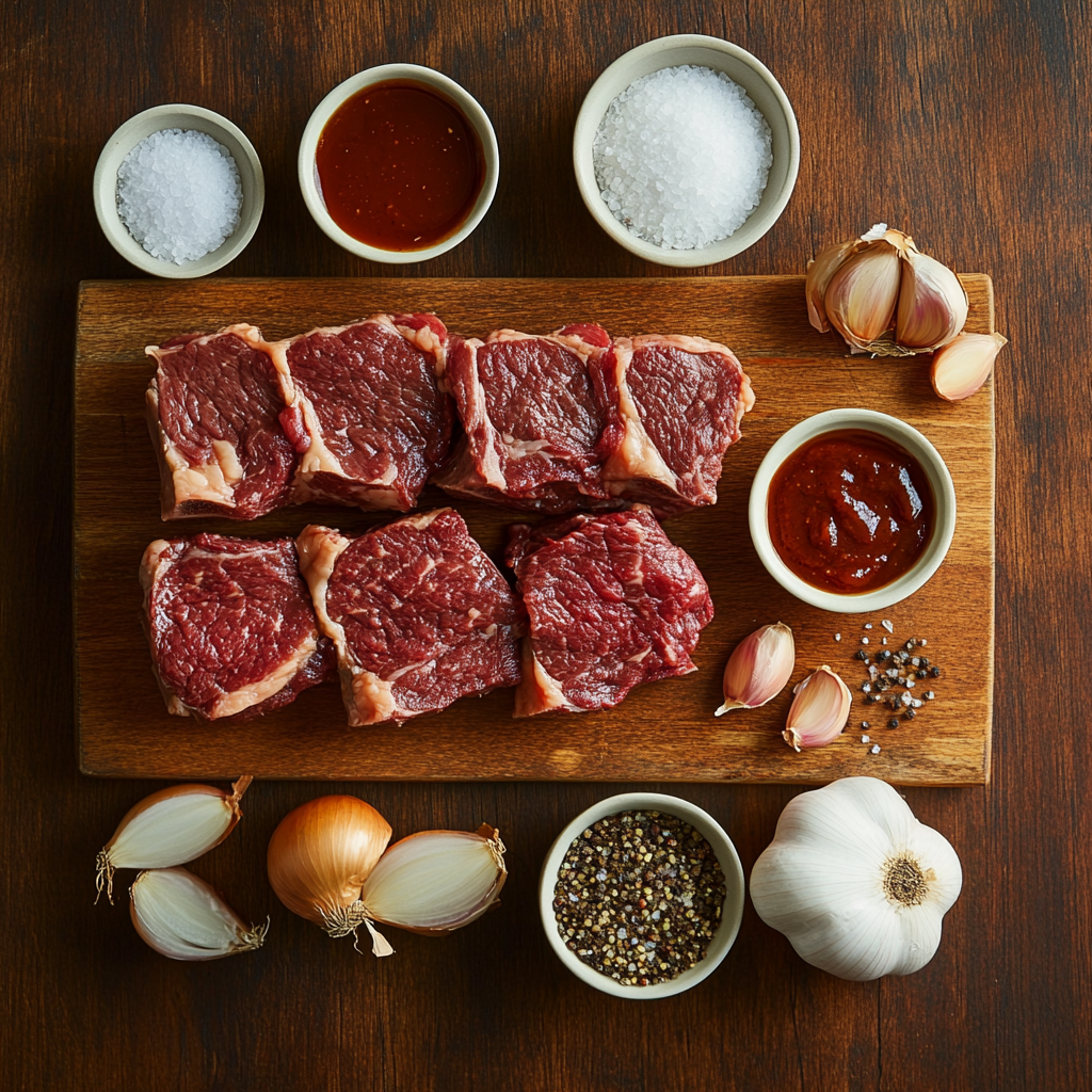 Slow Cooker BBQ Pulled Beef ingredients