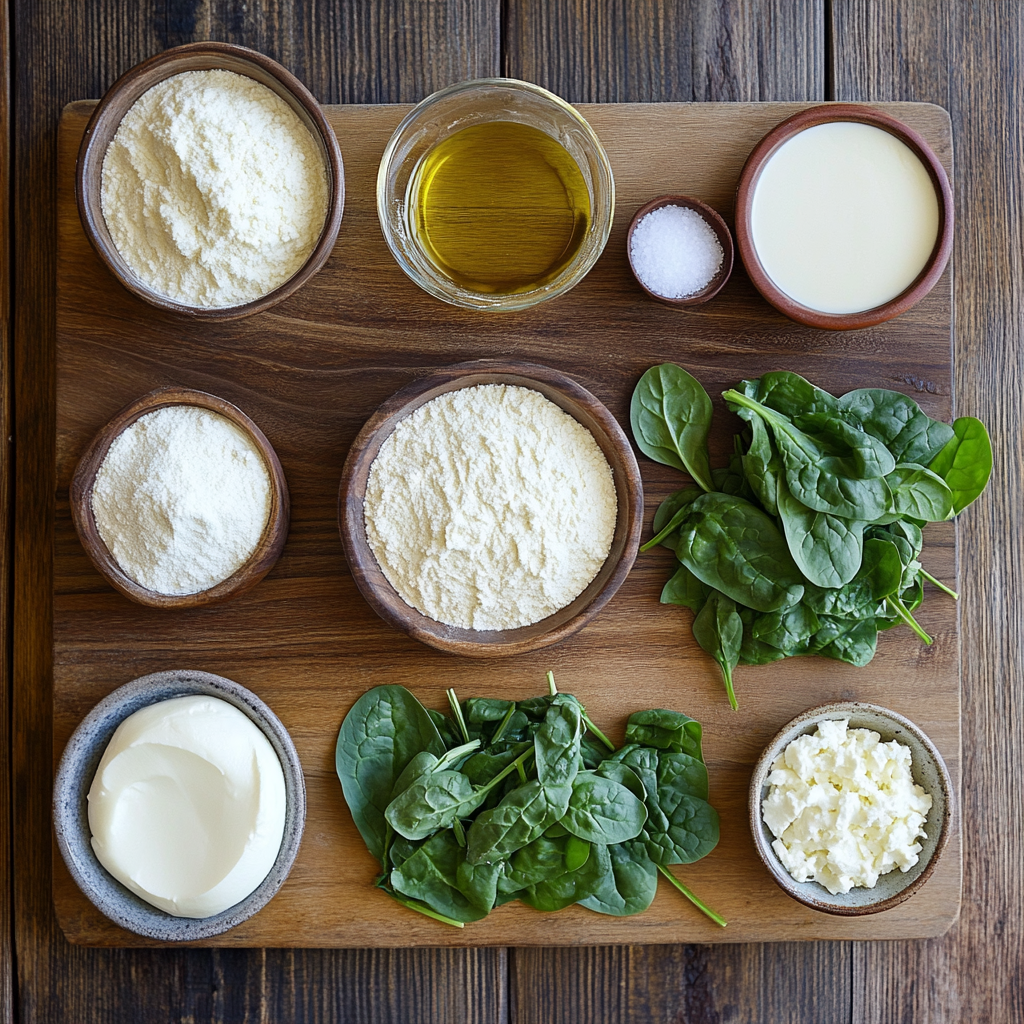 Cheesy Spinach Stuffed Flatbreads ingredients