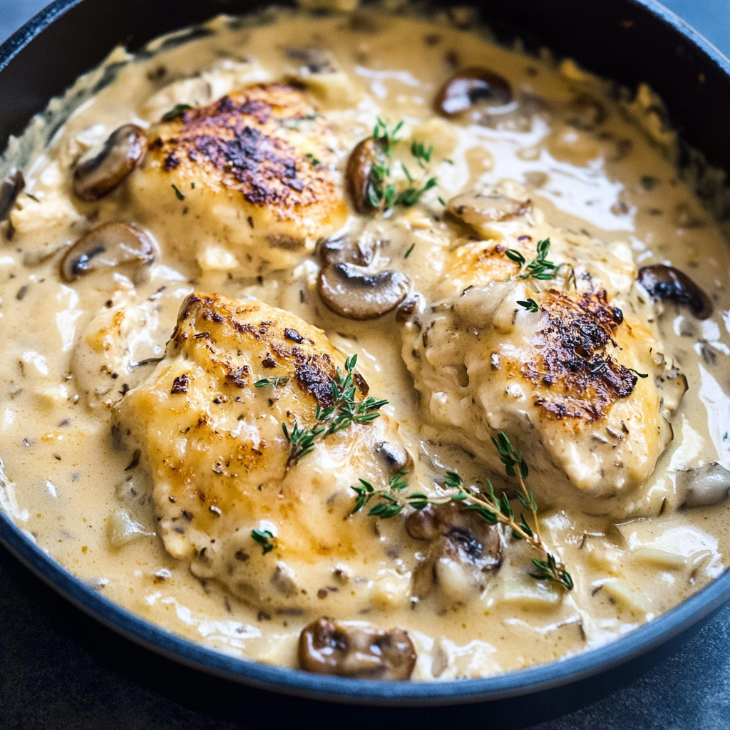 Keto Garlic Mushroom Chicken Casserole