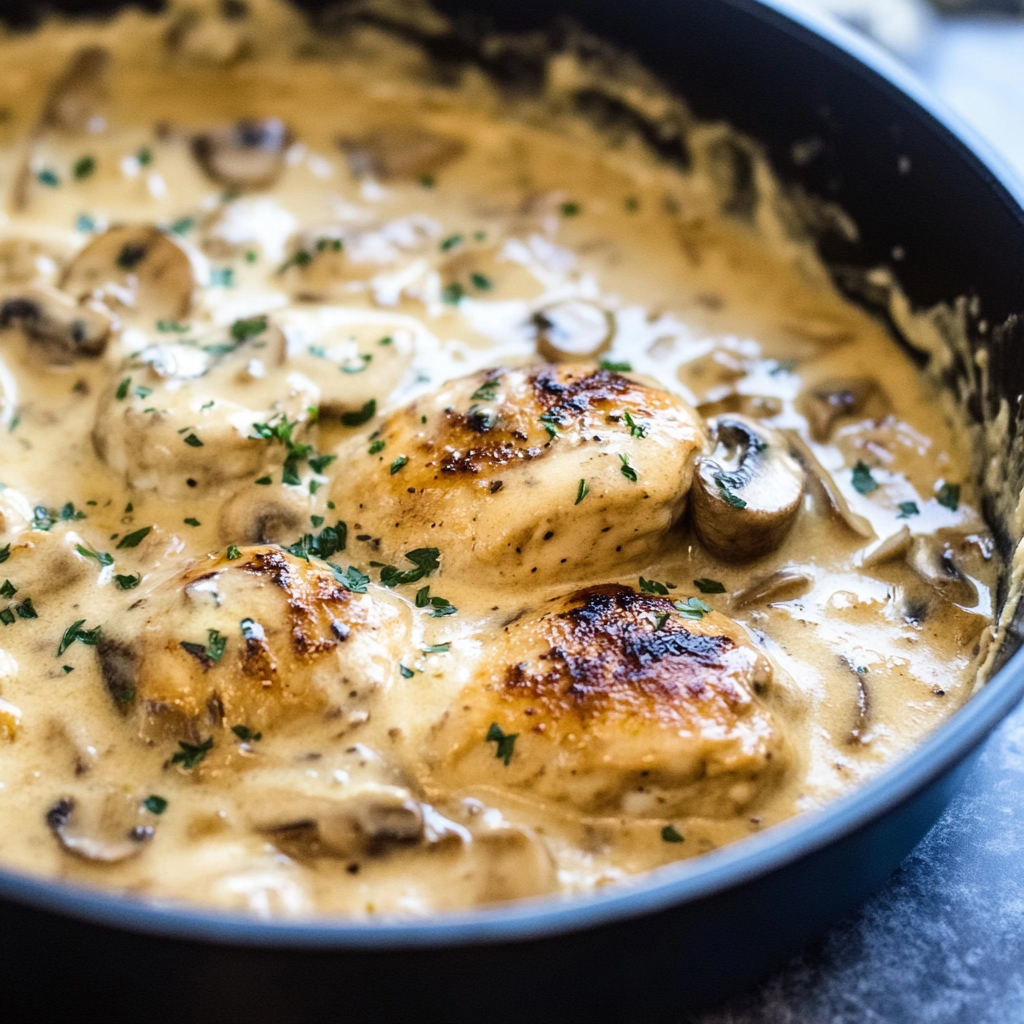 Keto Garlic Mushroom Chicken Casserole
