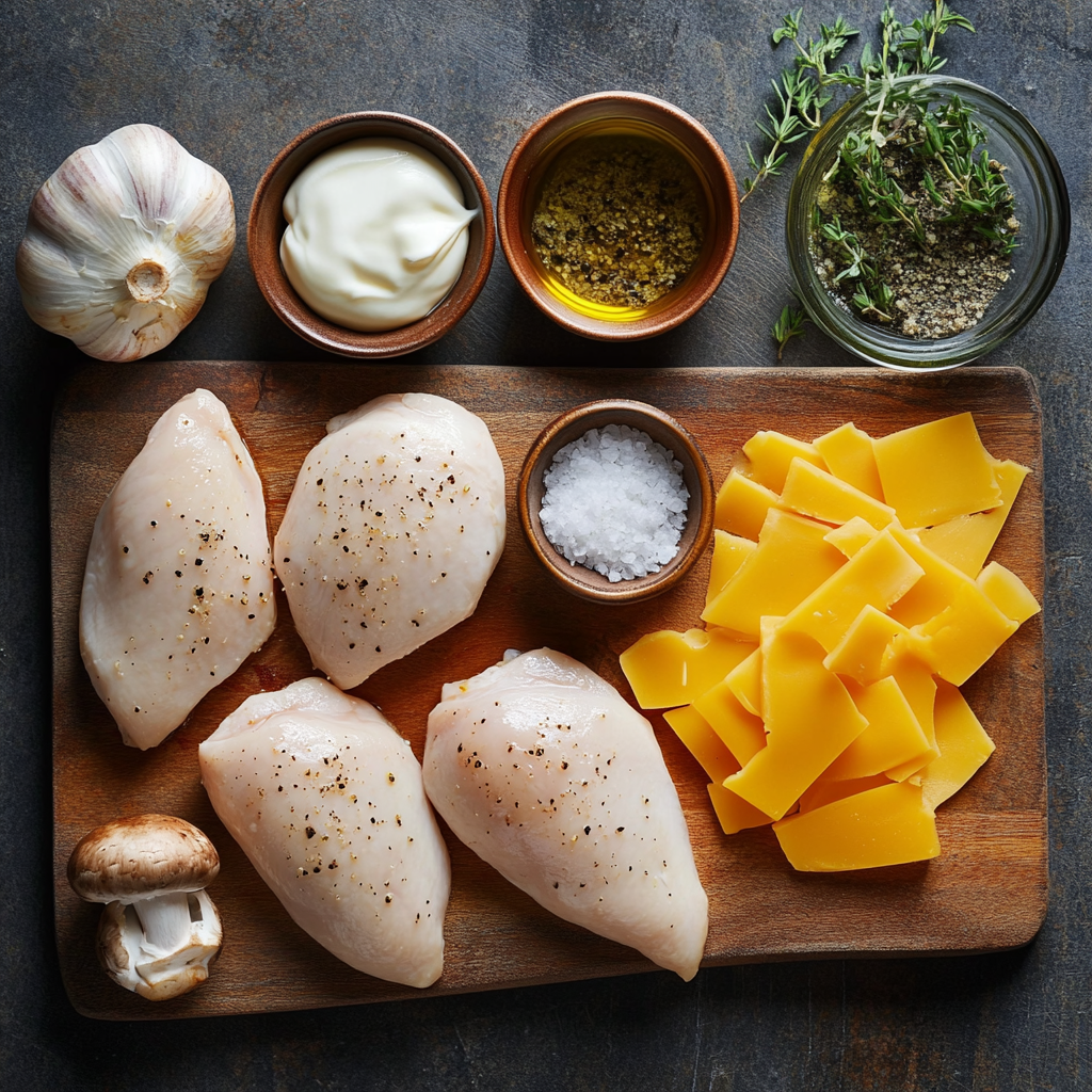 Keto Garlic Mushroom Chicken Casserole ingredients