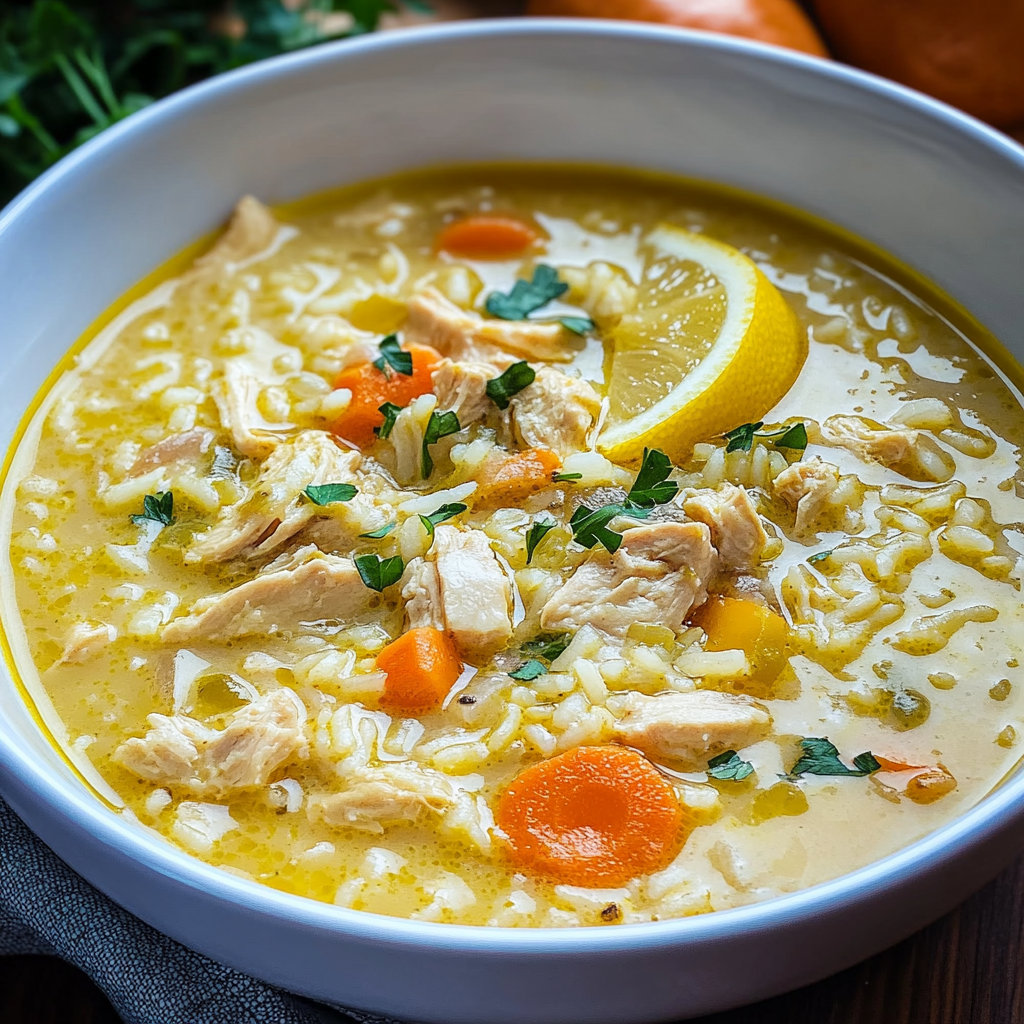 Lemon Ginger Turmeric Chicken and Rice Soup