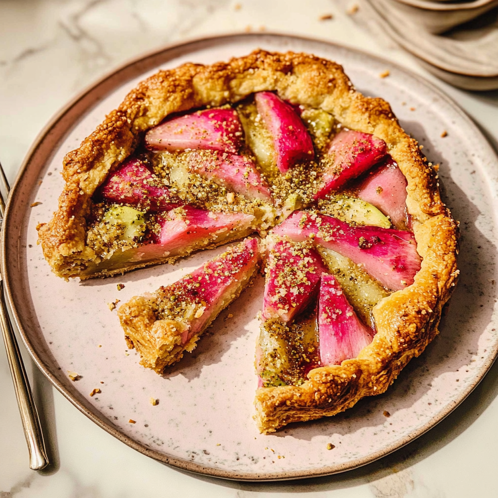 Rhubarb Galette with Pistachio Frangipane