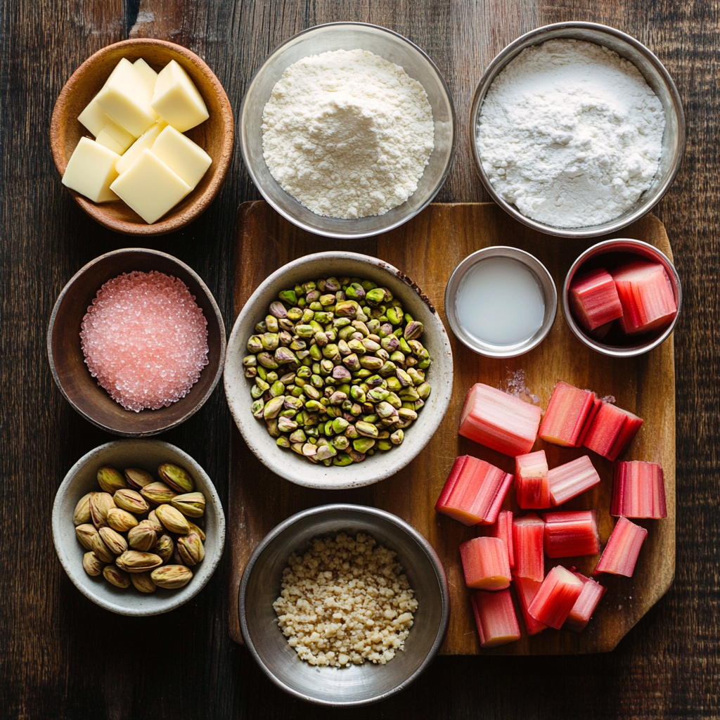 Rhubarb Galette with Pistachio Frangipane ingredients