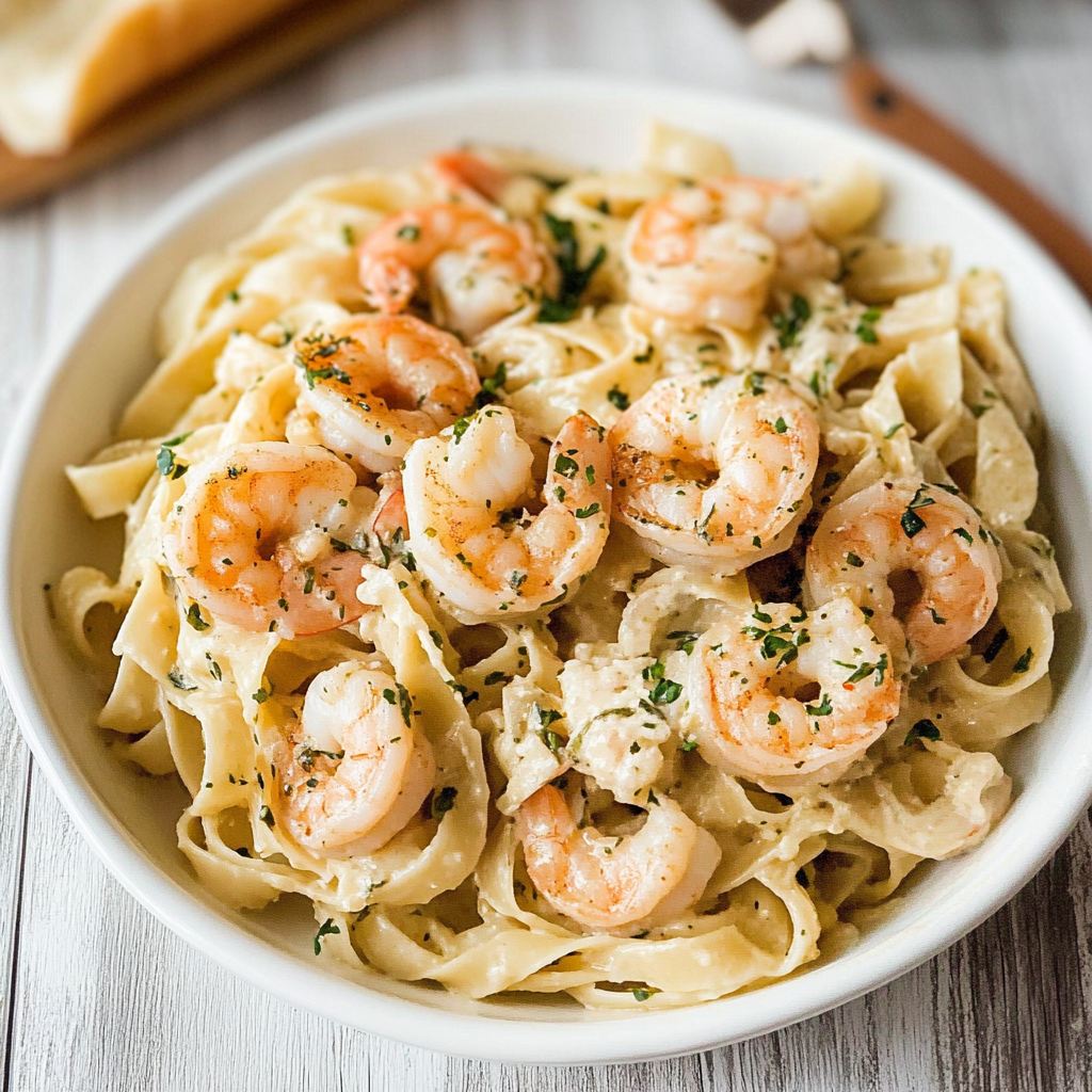 Shrimp Fettuccine Alfredo Pasta Bake