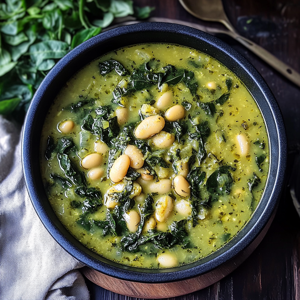 Spinach, Lentil, and Butter Bean Soup