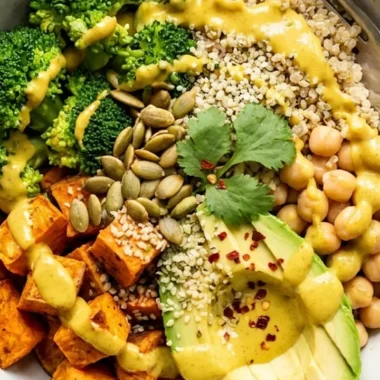 Anti-Inflammatory Glow Bowl with Turmeric Tahini finished recipe