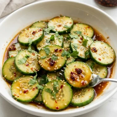 Asian Cucumber Salad with Sesame and Chili finished recipe