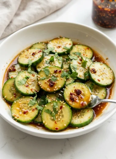 Asian Cucumber Salad with Sesame and Chili finished recipe