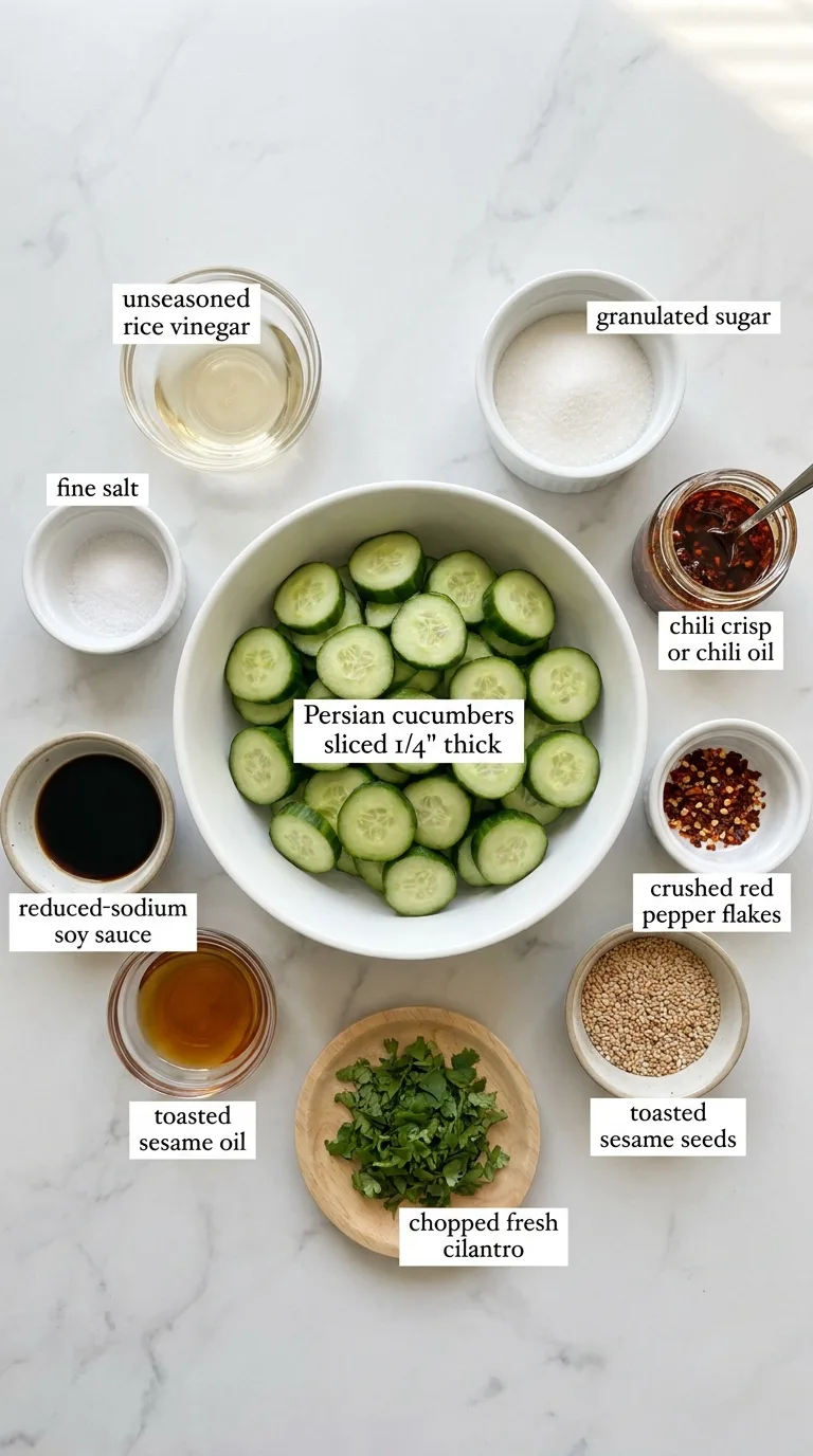 Asian Cucumber Salad with Sesame and Chili ingredients