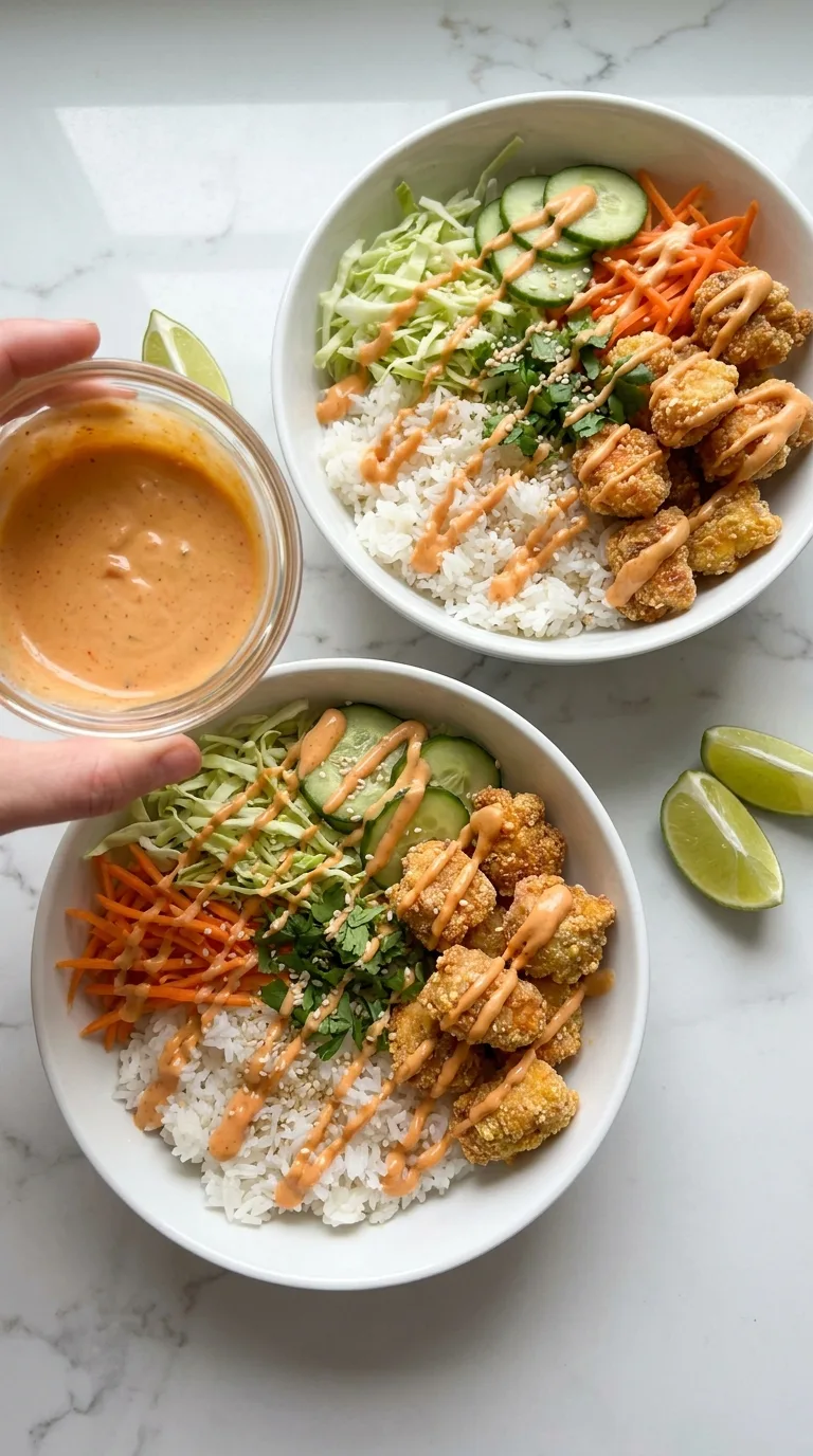 Bang Bang Chicken Bowls with Creamy Sweet Chili Sauce step 12
