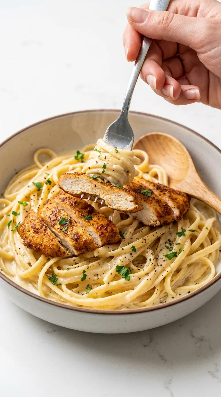 Cajun Chicken Over Creamy Parmesan Linguine step Final