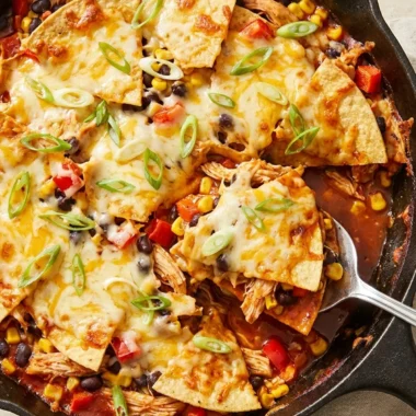 Cheesy Rotisserie Chicken Enchilada Skillet finished recipe
